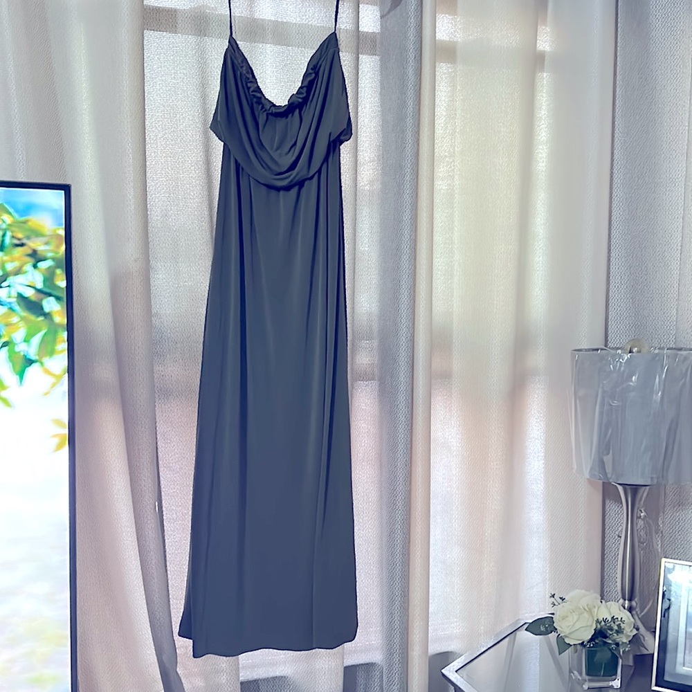Women strapless maxi dress, size small, olive green